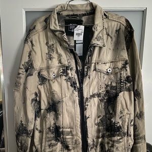 Beige and black jean jacket